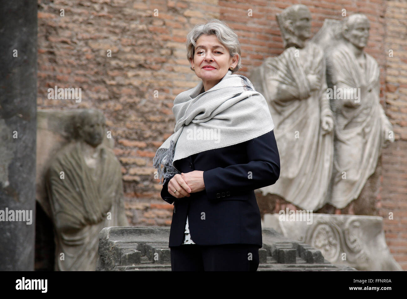 Rome, Italy. 16th February, 2016. General Director of Unesco Irina Bokova Rome 16th February 2016. Baths of Diocleziano. Cerimony for the birth of the Italian Task Force, Unite for Heritage, in defense of the cultural heritage.  Credit:  Insidefoto/Alamy Live News Stock Photo