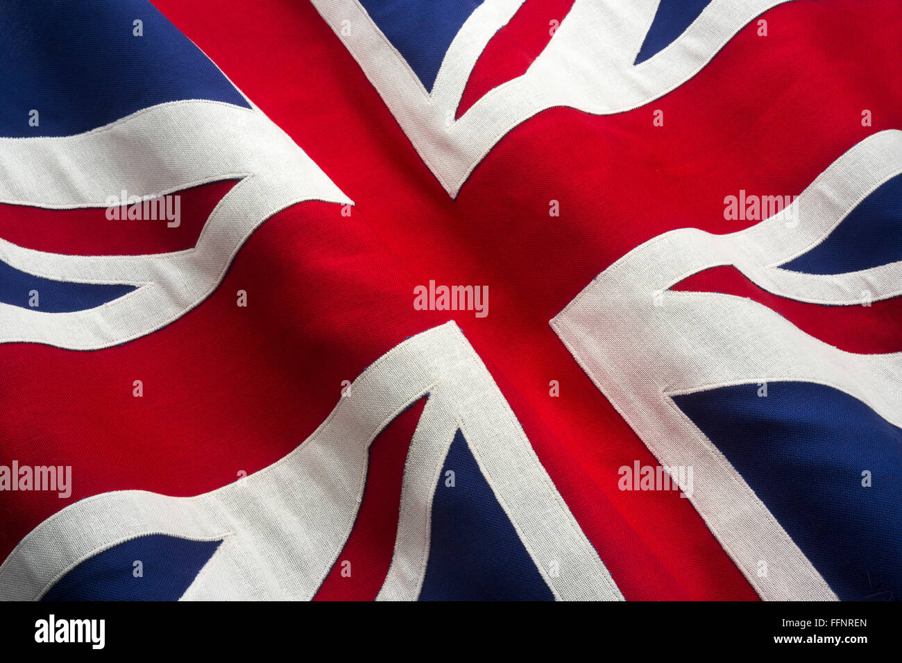BRITISH UNION JACK FLAG MADE OF STITCHED COTTON BUNTING Stock Photo