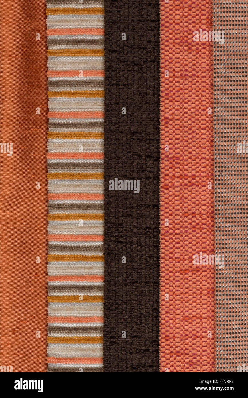 Closeup detail of multi color fabric samples texture background Stock ...