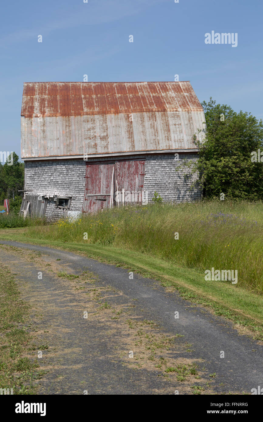 A barn in Nova Scotia, Canada. The aged agricultural building is made