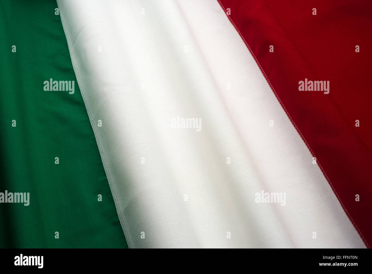 ITALIAN FLAG MADE OF STITCHED COTTON BUNTING Stock Photo