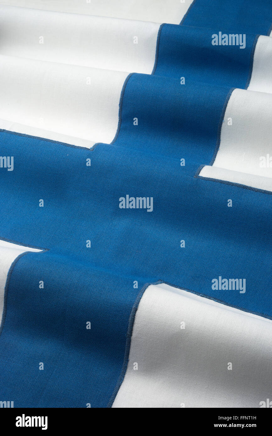 FINNISH FLAG MADE OF STITCHED COTTON BUNTING Stock Photo Alamy