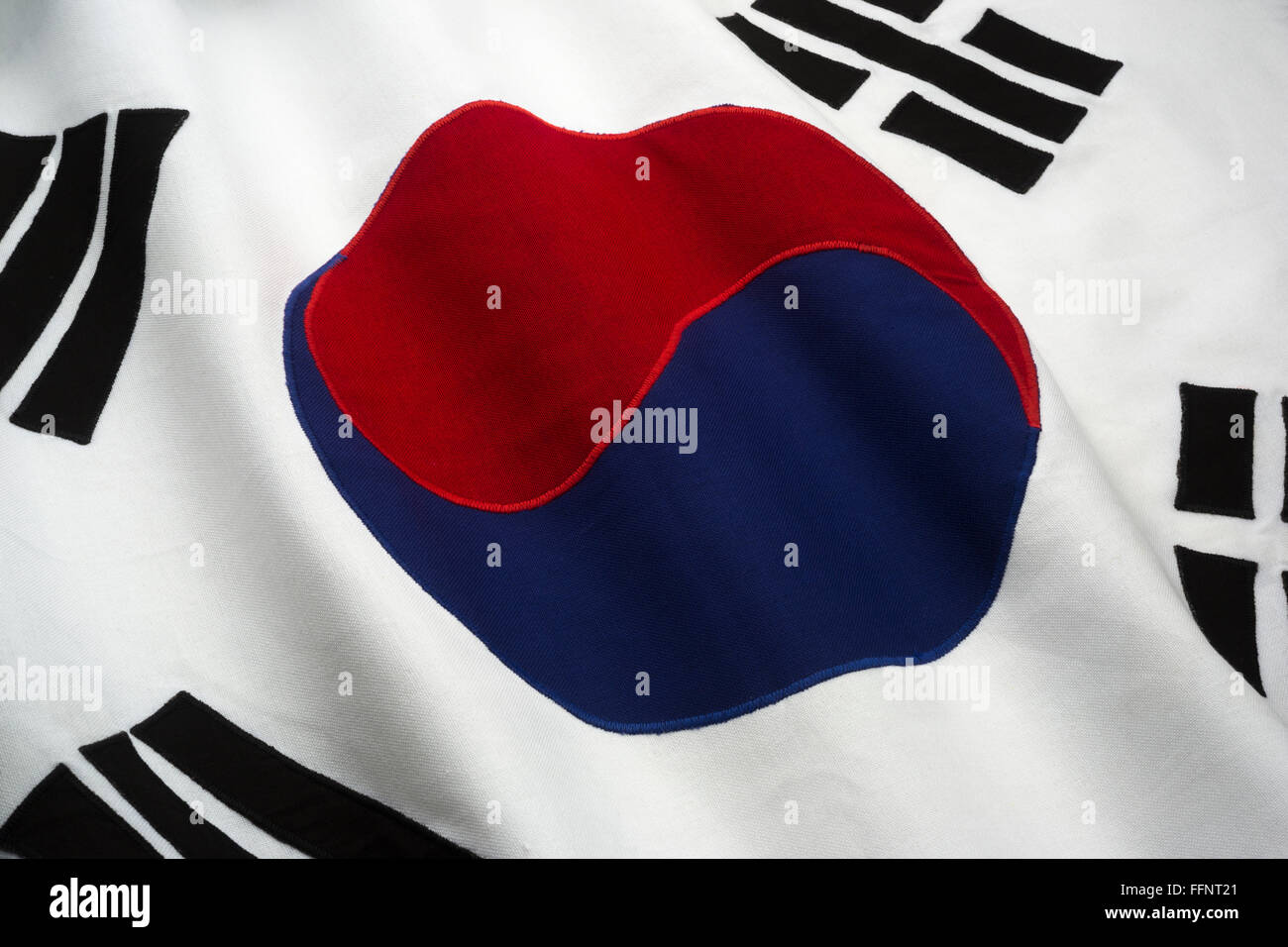 SOUTH KOREAN FLAG MADE OF STITCHED COTTON BUNTING Stock Photo Alamy