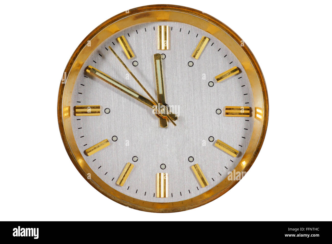 Clock face with hour, minute and second hands isolated on white background, clipping path Stock