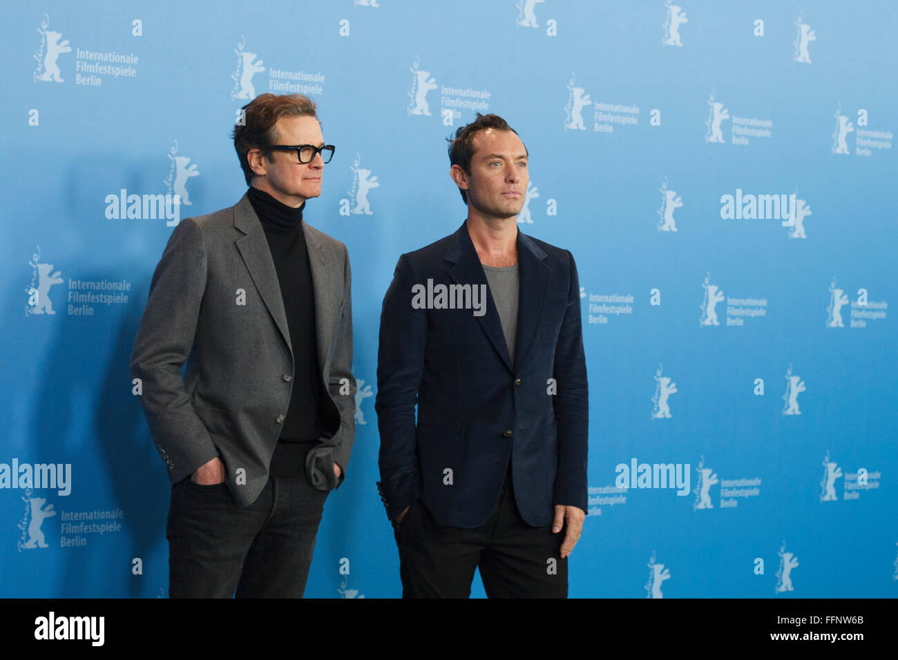 Berlin, Germany. 16th February, 2016. Actors Colin Firth and Jude Law attend the 'Genius' photo call during the 66th Berlinale International Film Festival Berlin Credit:  Odeta Catana/Alamy Live News Stock Photo