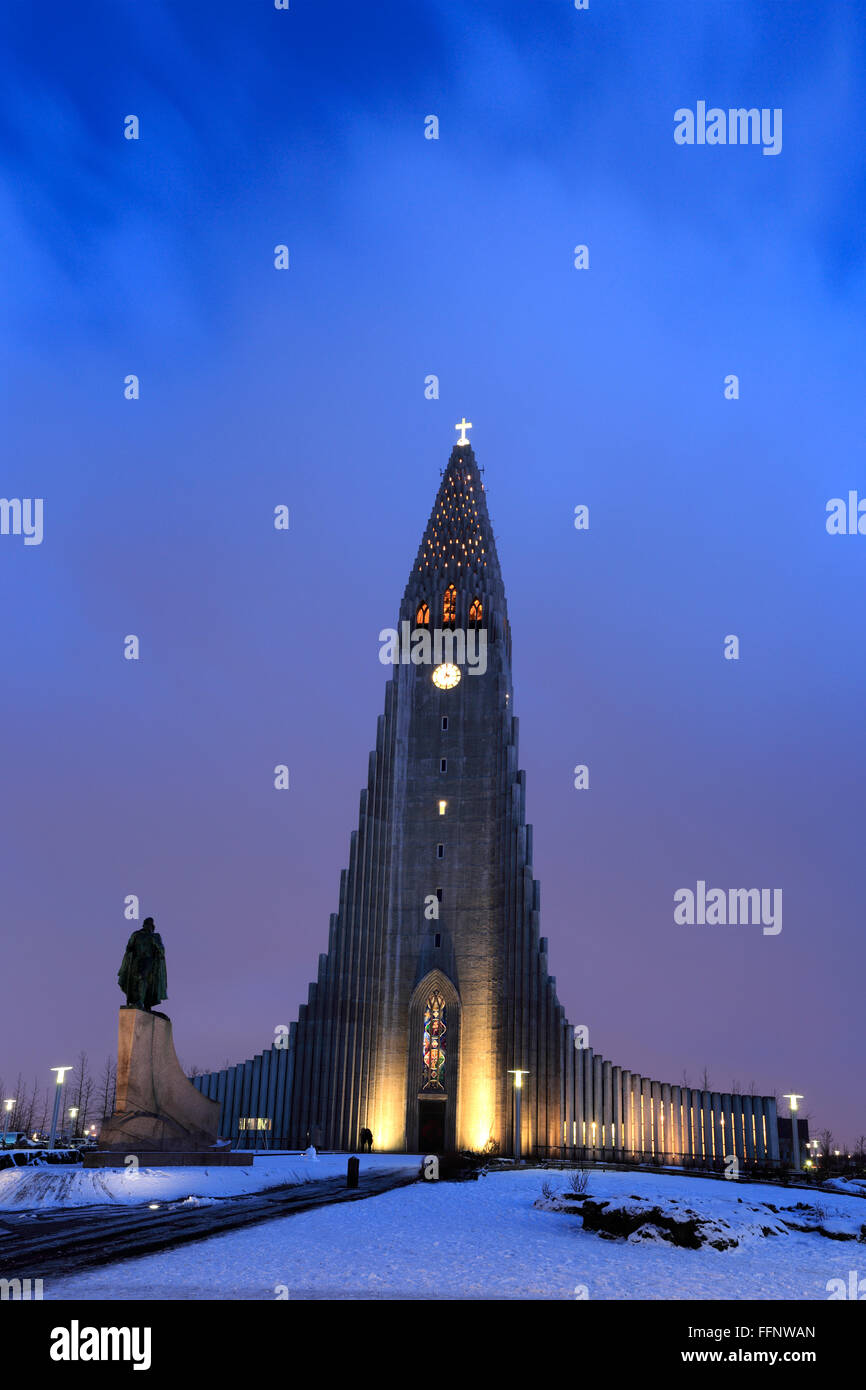 Exterior Of The Hallgrimskirkja Church Illuminated At Night Reykjavik exterior-of-the-hallgrimskirkja-church-illuminated-at-night-reykjavik