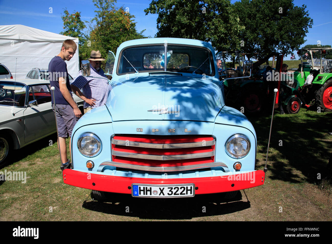 Opel pickup Oldtimer meeting, Bleckede / Elbe, Lower Saxony, Germany, Europe Stock Photo