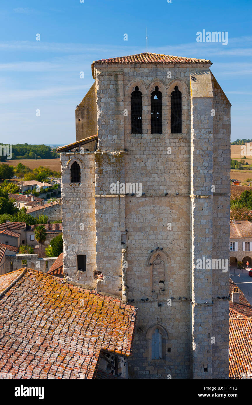 France, Gers (32), village of La Romieu on the way of Saint Jacques de Compostelle, collegiate Saint-Pierre, south-west bell-tow Stock Photo