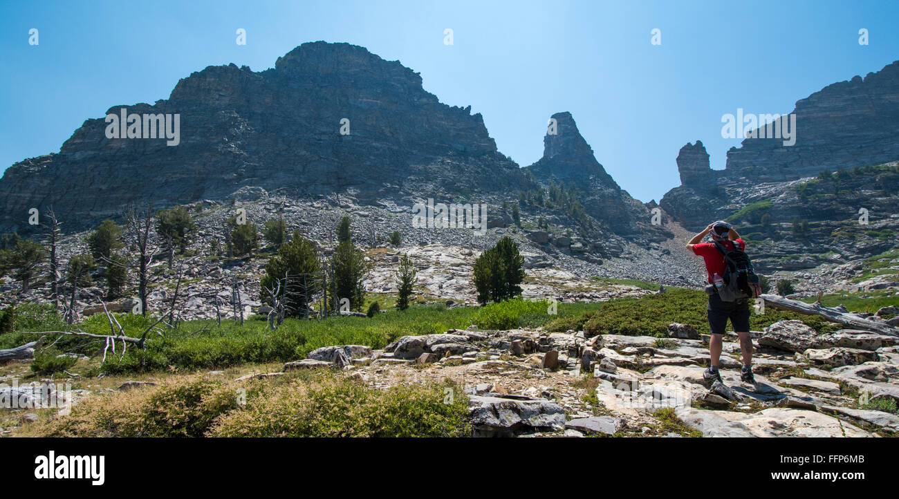 Greg Moore free soloing the East Ridge on Chimney Rock Stock Photo - Alamy