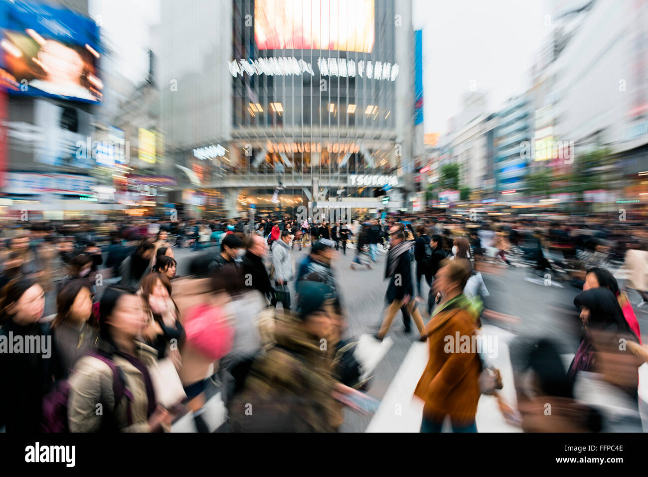 Tokyo Japan January Evening Rush Hour At The Famous Shibuya Crossing In Tokyo