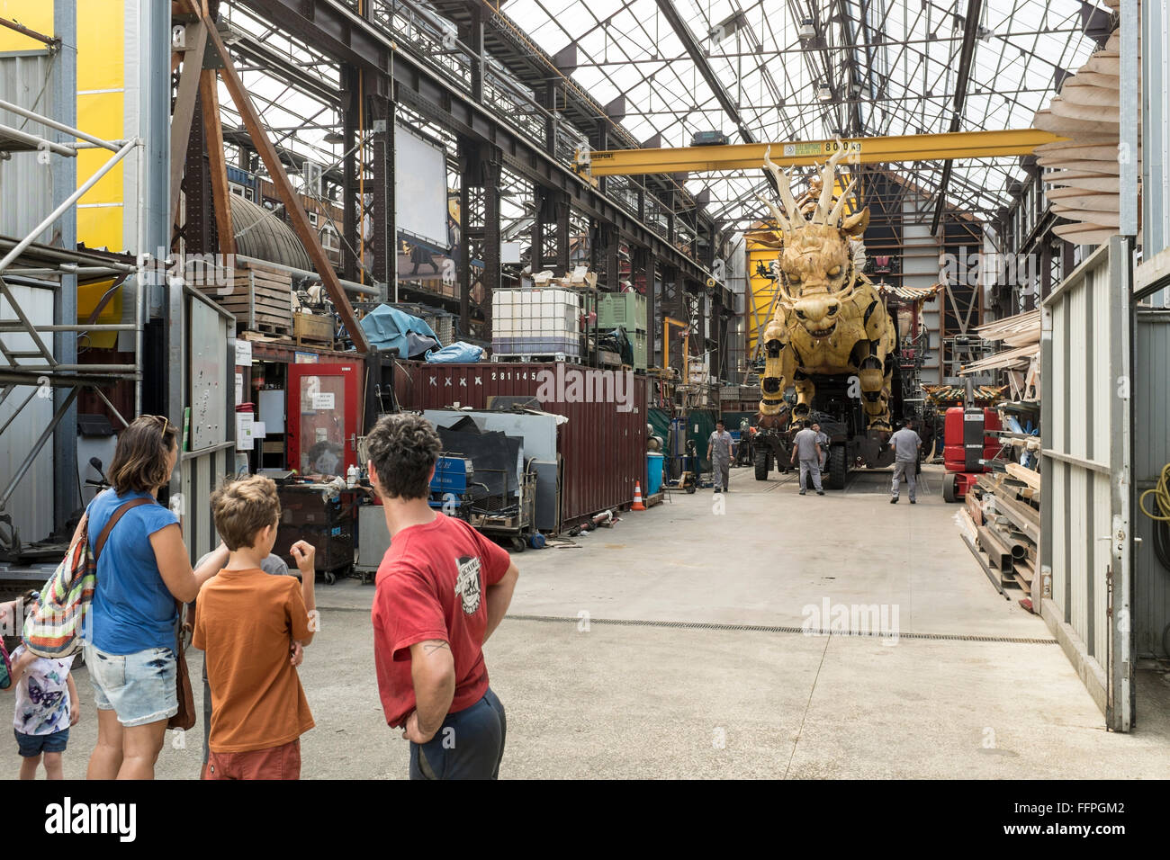Long Ma Jinng Shen, The horse-dragon, is put to rest in his workshop in Nantes, France. Stock Photo