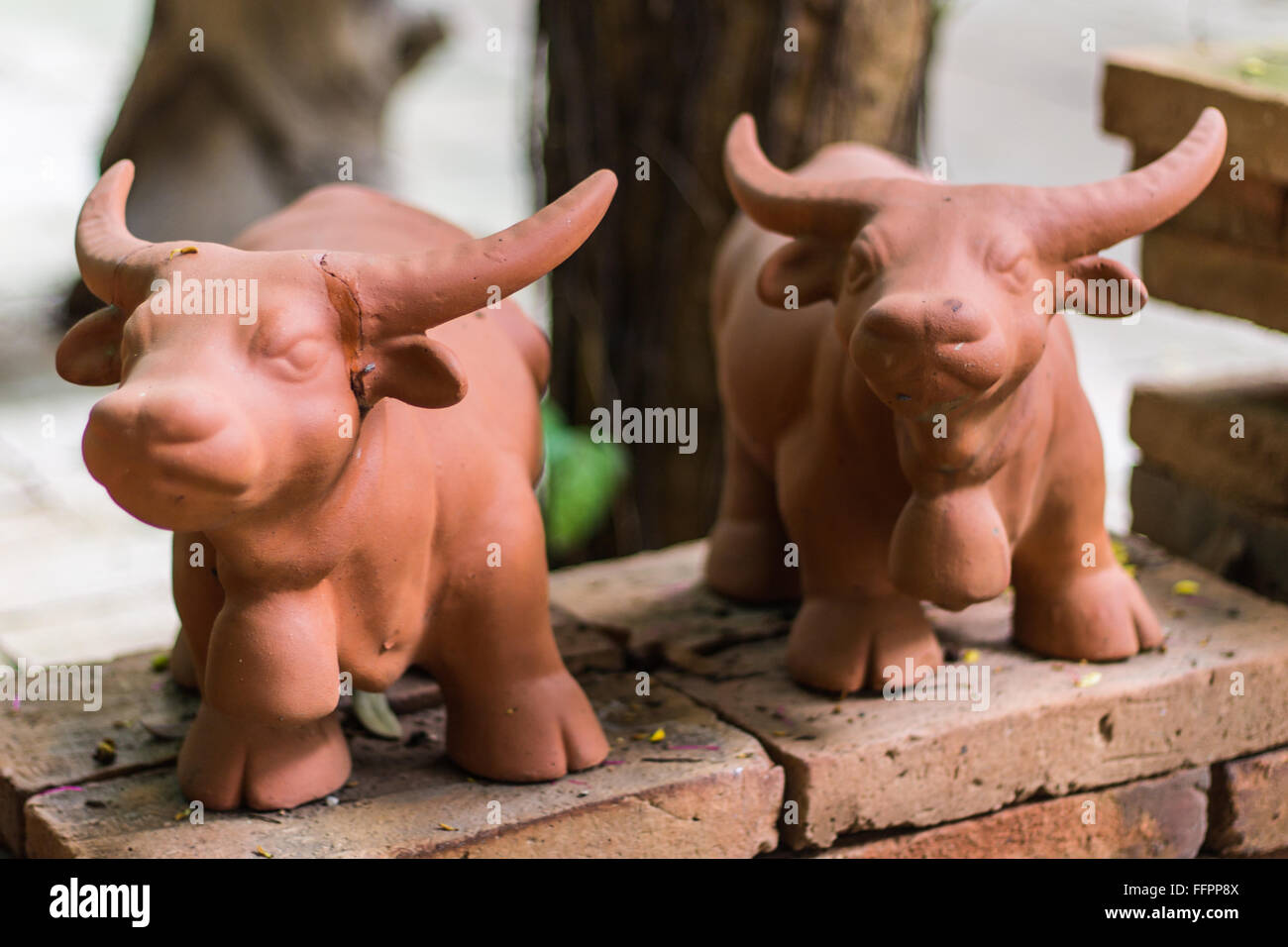 Clay of Thai buffalo Stock Photo