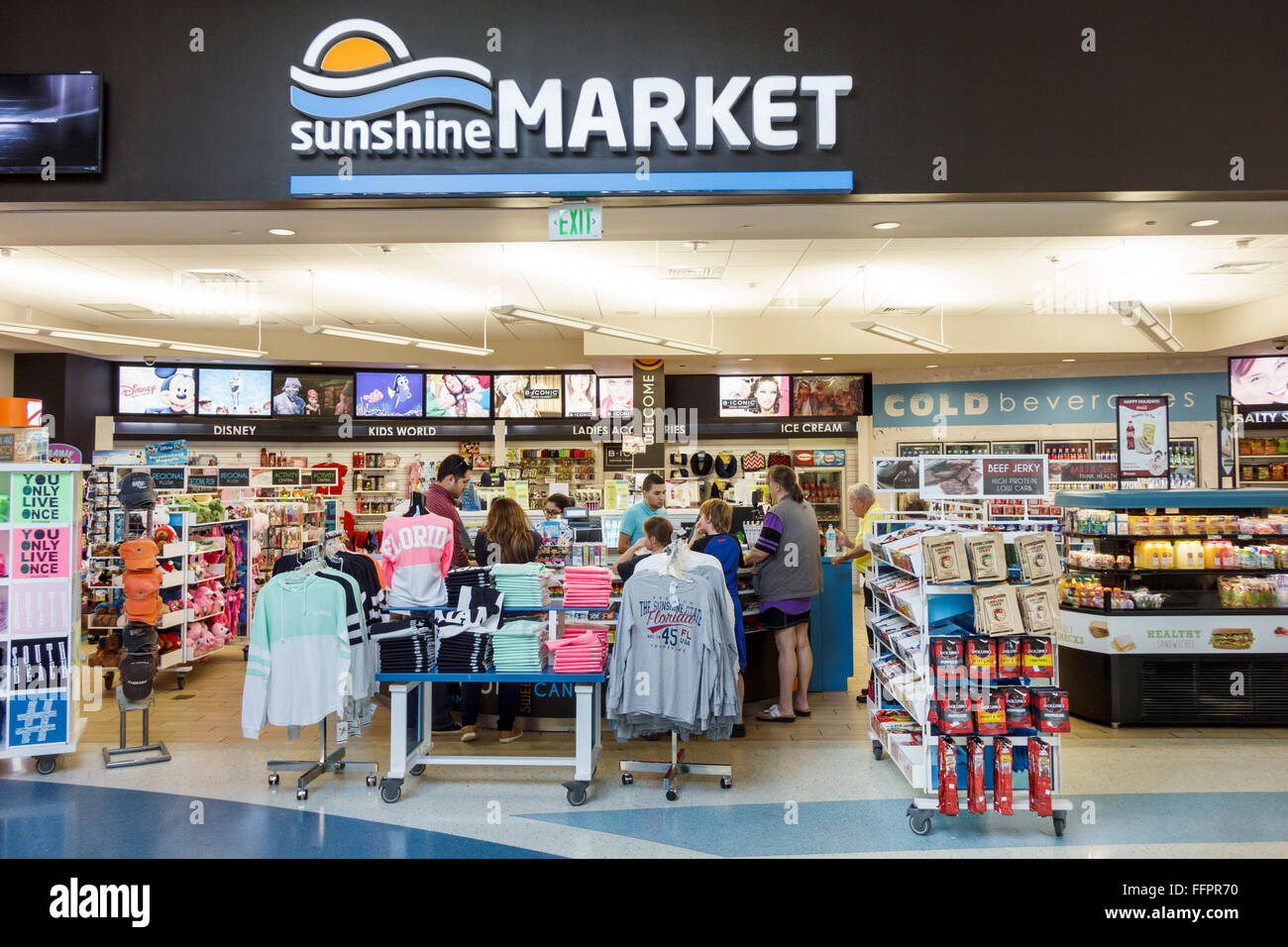 Florida South,Canoe Creek,Service Plaza,rest stop,interior inside,convenience store,gifts,souvenirs,shopping shopper shoppers shop shops market market Stock Photo