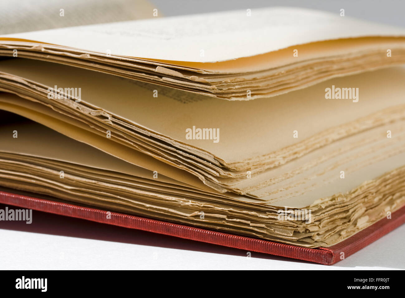 Closeup of old book with yellowing, cracked paper Stock Photo Alamy