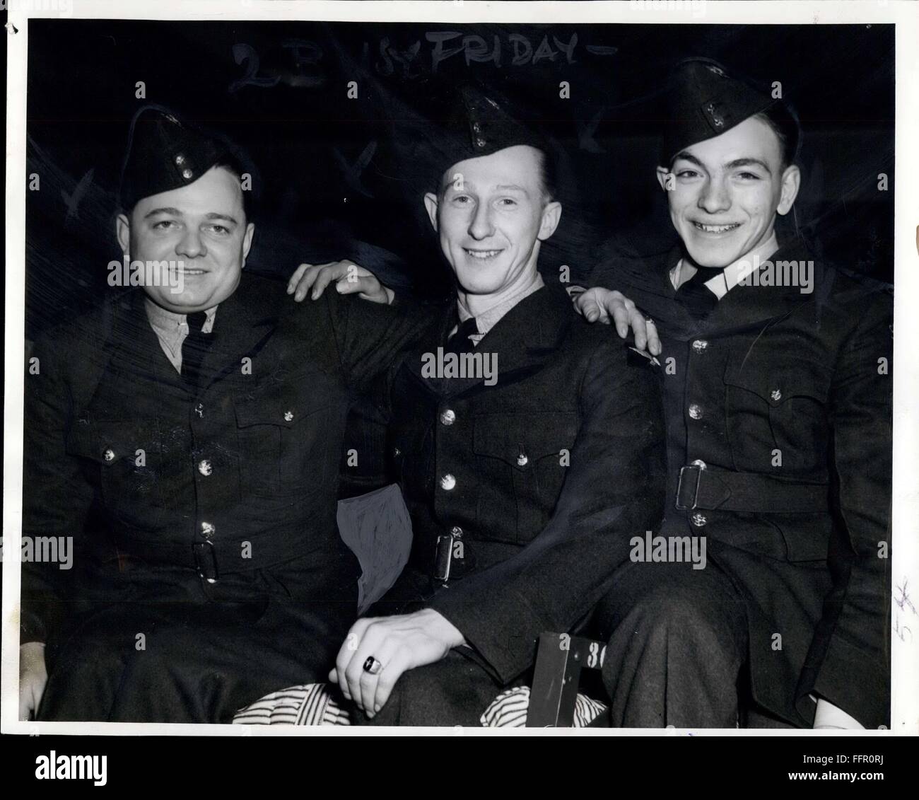 1966 - Three boys from Chicago, III. are now in training in the Royal Canadian Air Force. They are stationed at No. 1 Manning Depot, Toronto. Left to Right: Bart Meeks was a hotel employee before the R.C.A.F. enlisted hims as aircrew, he will soon emerge as pilot, observer or air gunner. Harold VerHelen was pilot for Barton's Air Circus, stunting and chute jumping. He is now training with the Royal Canadian Air Force. J. Basovaky was a radio engineer before he became a Wireless Electrical Mechanic in the Royal Canadian Air Force. © Keystone Pictures USA/ZUMAPRESS.com/Alamy Live News Stock Photo