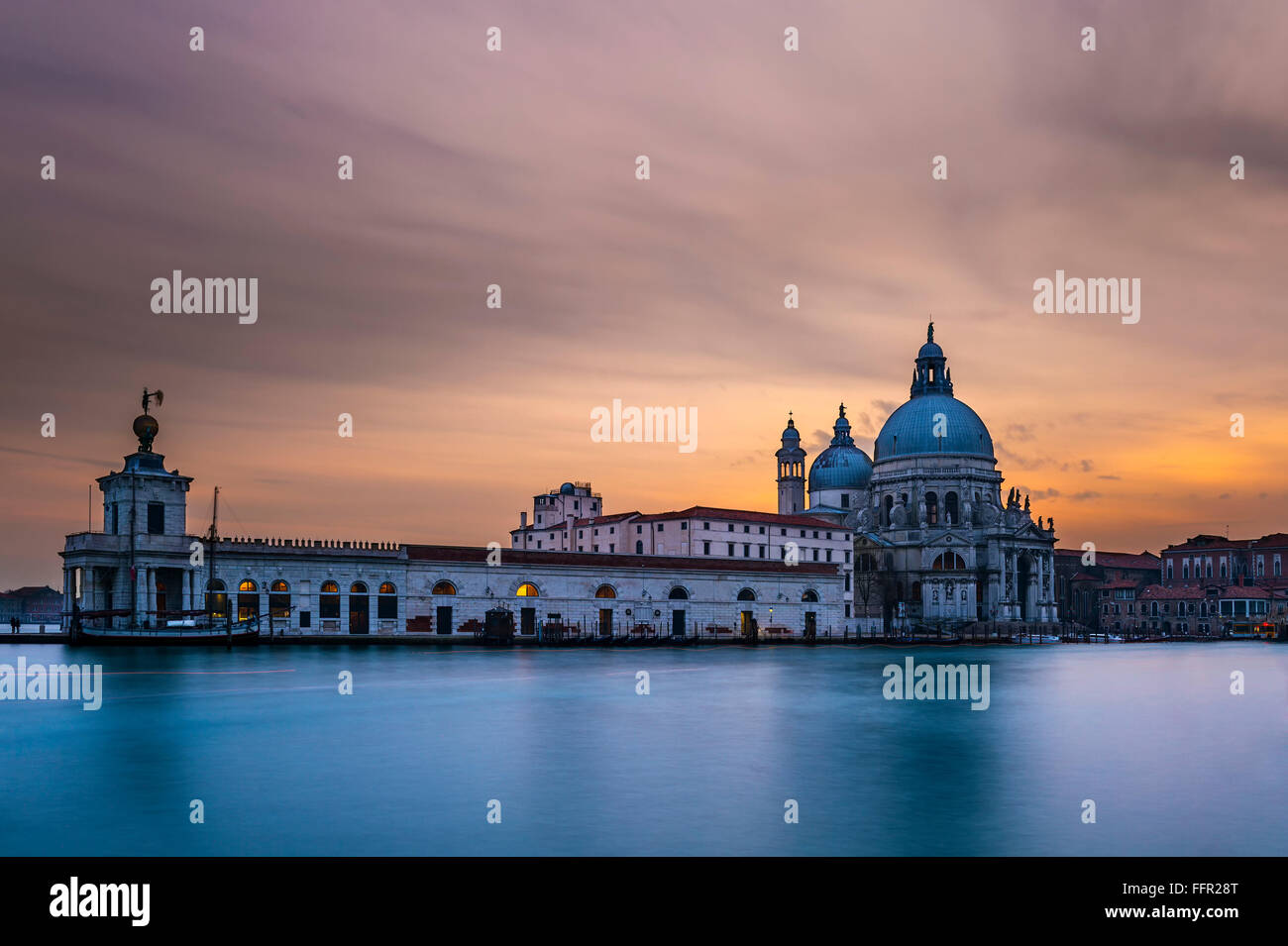 Santa Maria della Salute at sunset, Venice, Veneto, Italy Stock Photo