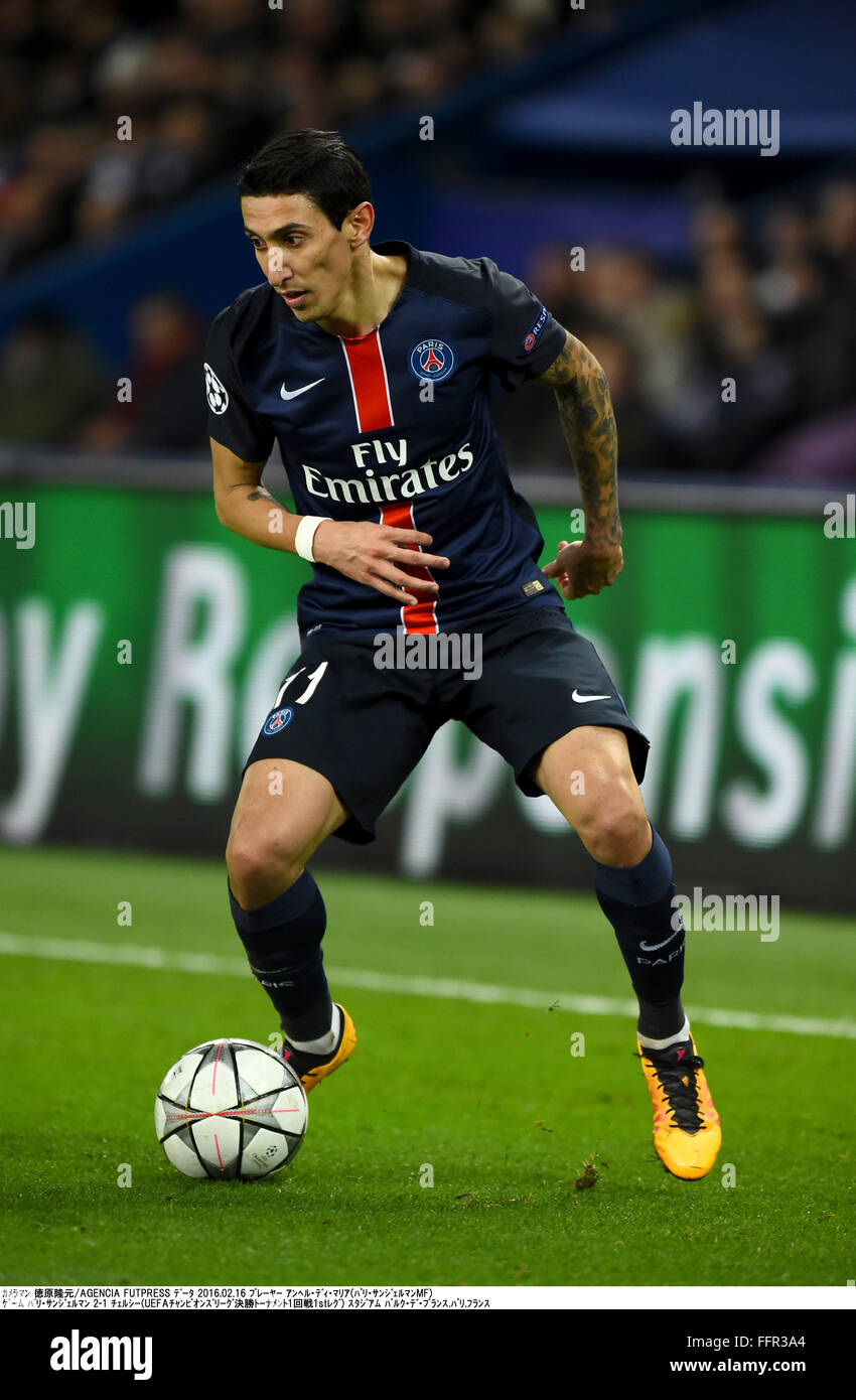 Paris France 16th Feb 2016 Angel Di Maria PSG Football Paris France 16th Feb 2016 Angel Di Maria PSG Football