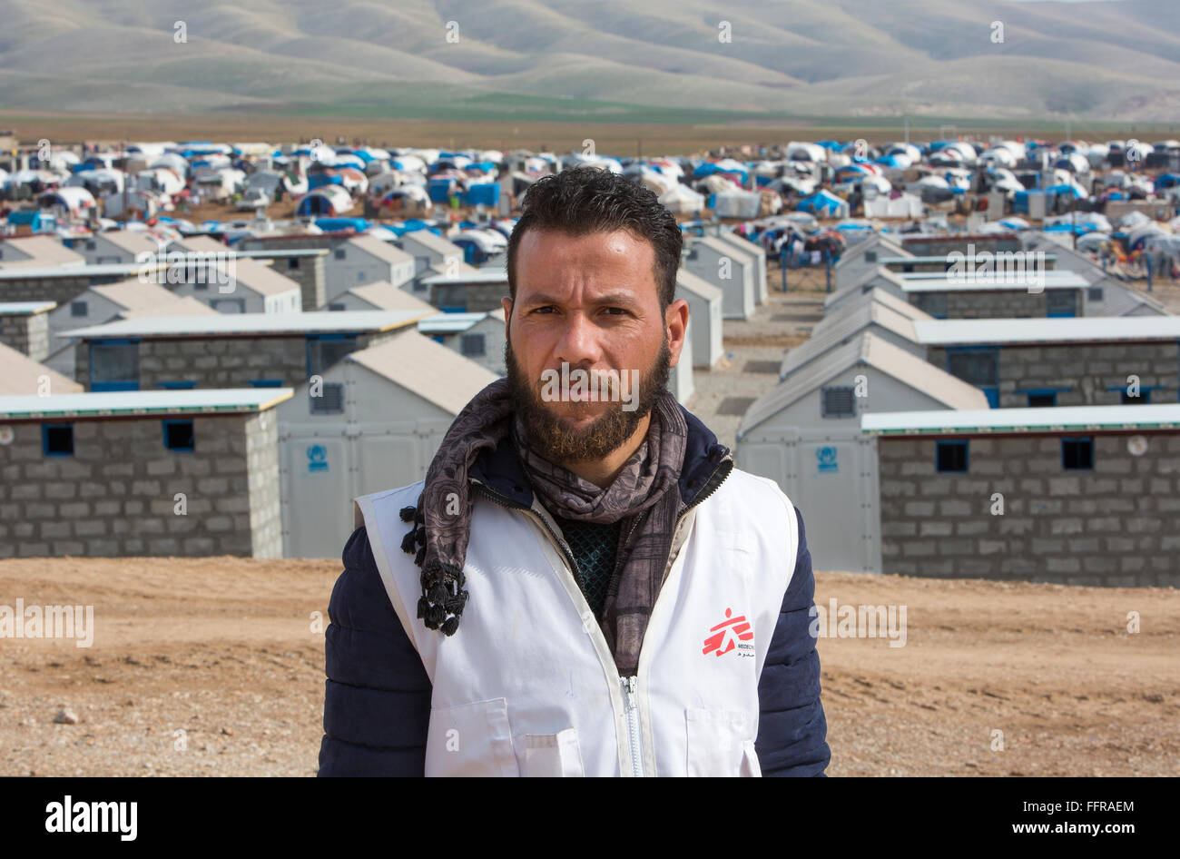 MSF Health promoters at work in Arbat refugee kamp, Northern Iraq Stock Photo