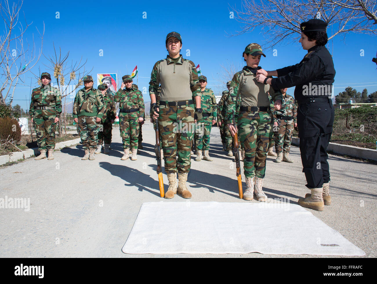 Female Kurdish Peshmerga fighting ISIS in Iraq and Syria Stock Photo