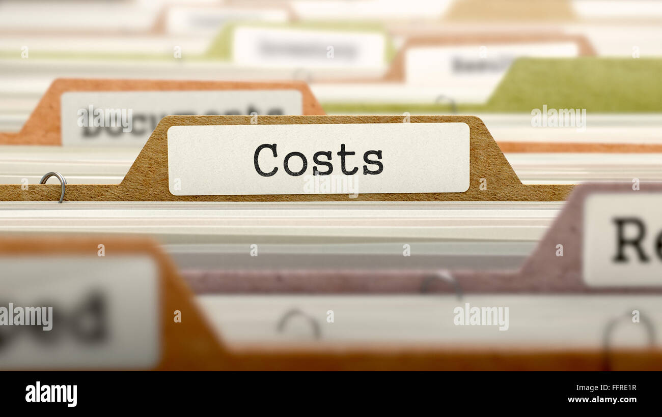 Costs Concept on Folder Register. Stock Photo