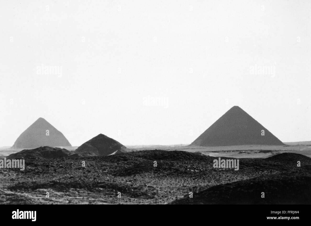 EGYPT: BENT PYRAMID. /nThe Bent Pyramid, left, at Dahshur. Photograph, mid-20th century. Stock Photo