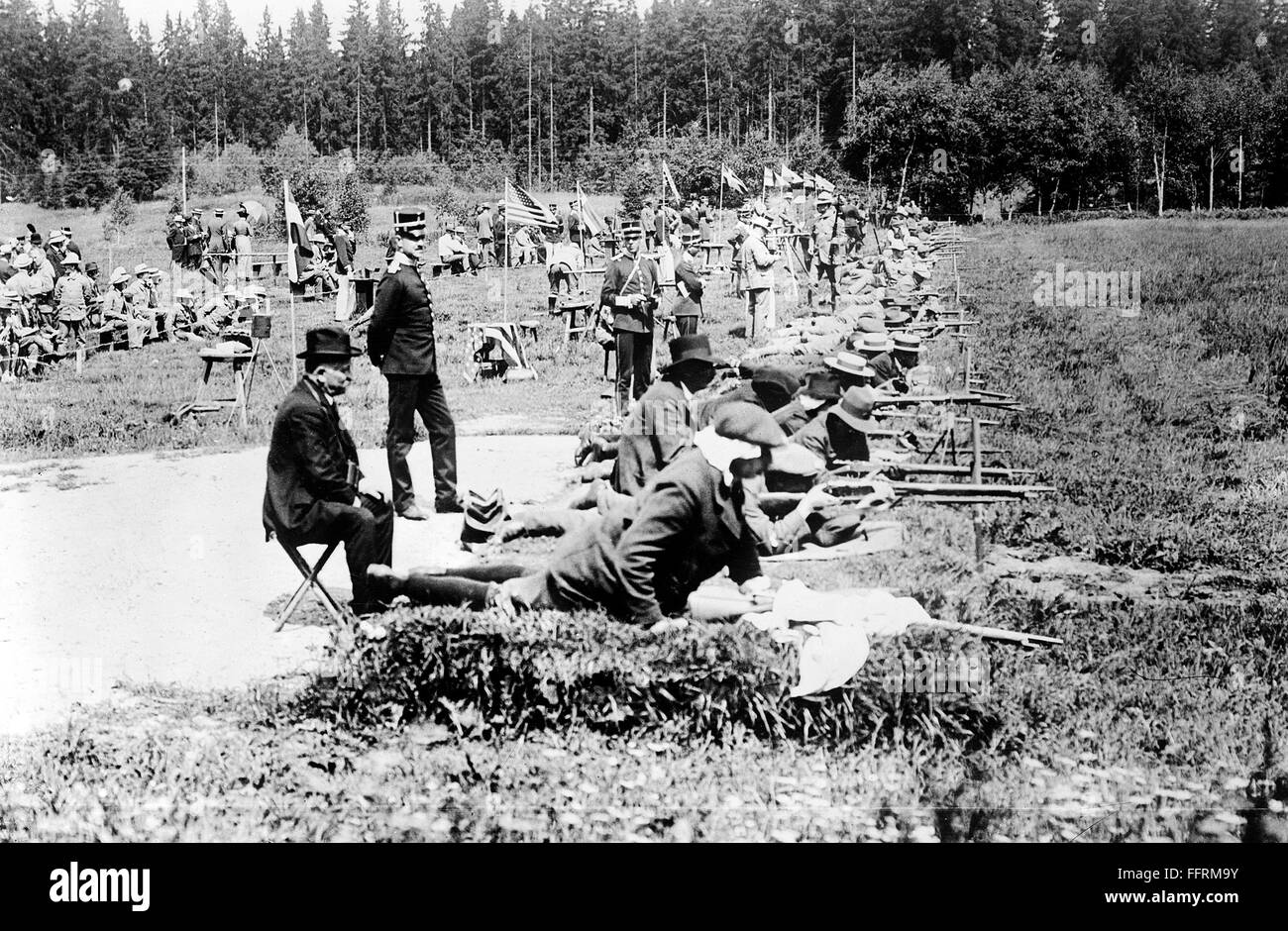 OLYMPIC GAMES, 1912. /nArmy rifle shooting event at the fifth Olympic Games, held in Stockholm, Sweden, in 1912. Stock Photo