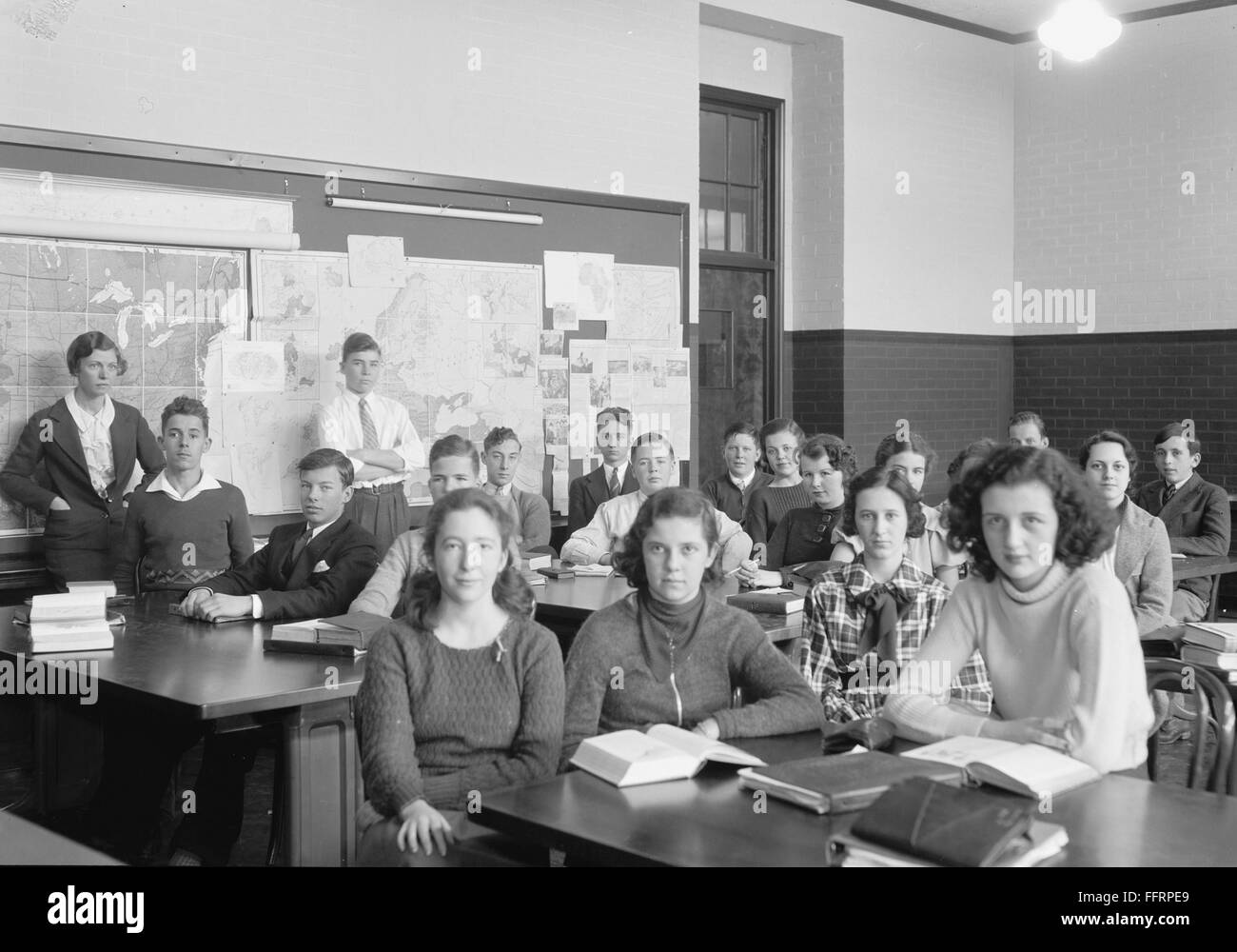 HIGH SCHOOL CLASS, 1935. /nClassroom at Montgomery Blair High School in