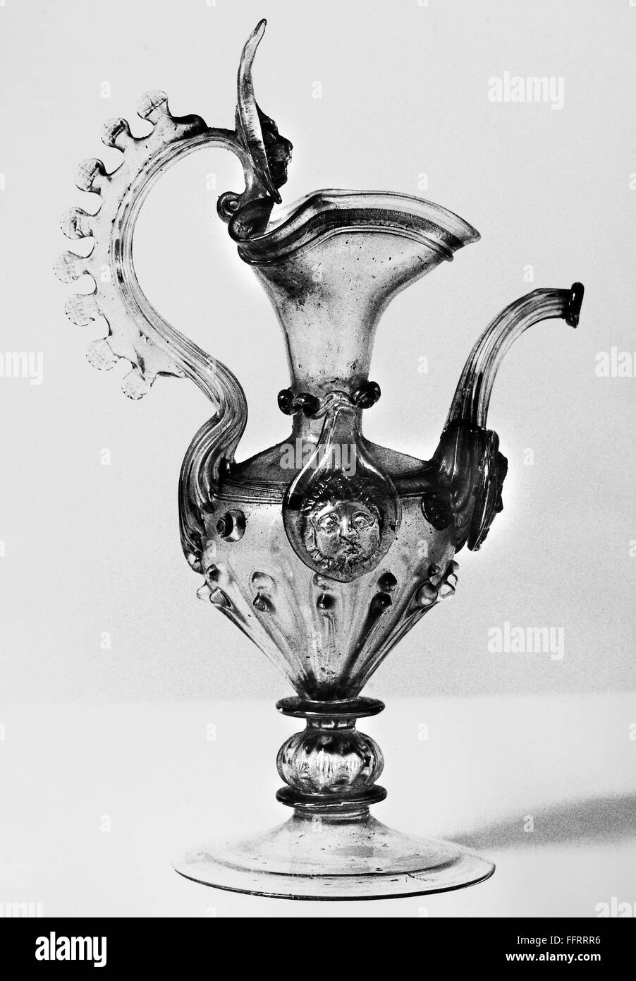 GLASS, 1500s. /nGlass pitcher made on the island of Murano