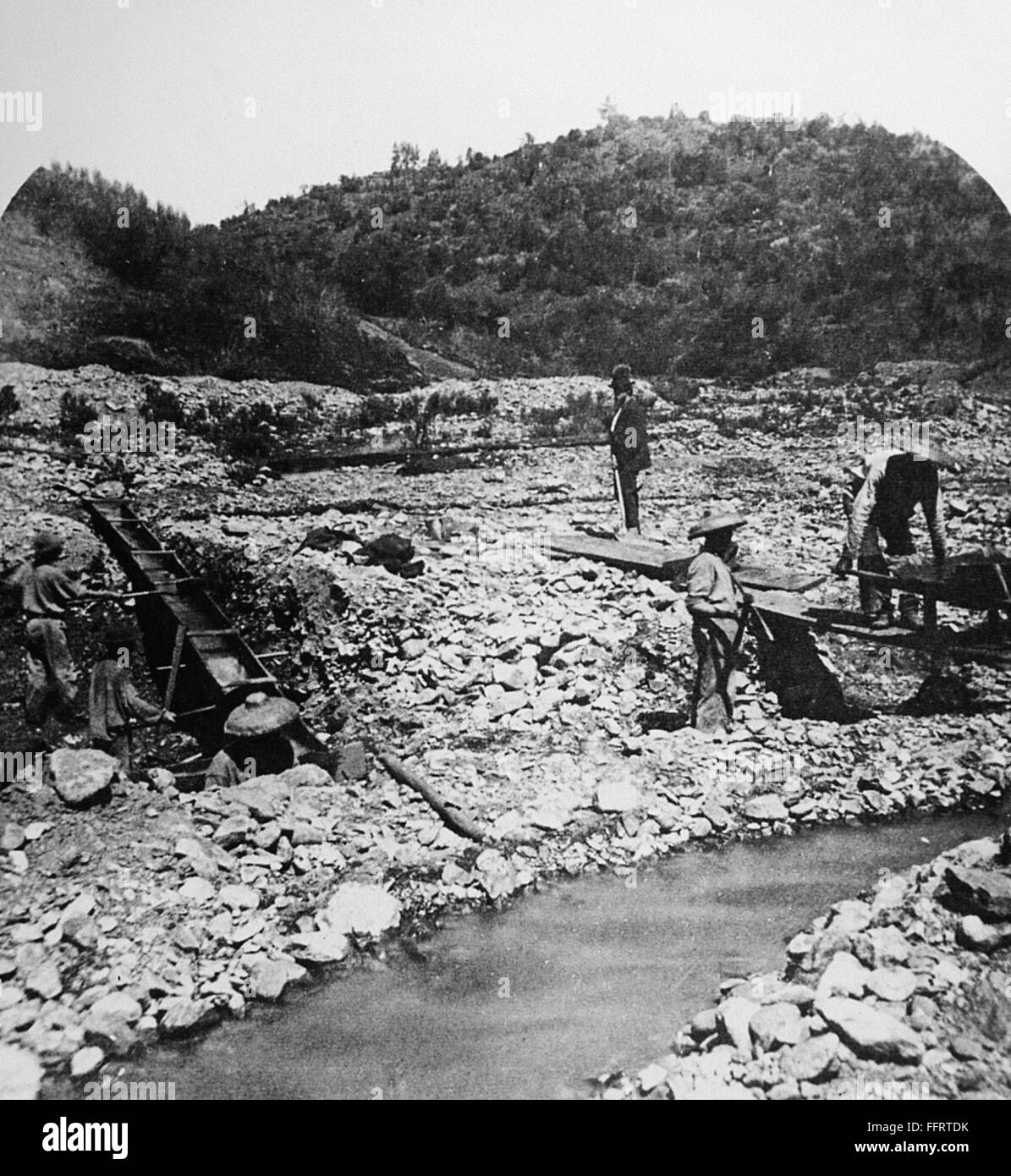 CHINESE PROSPECTORS, c1851. /nChinese immigrants working at placer