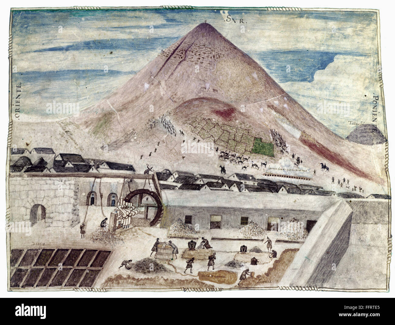 POTOSI SILVER MINE, 1584. /nThe silvermining town of Potosi in Bolivia