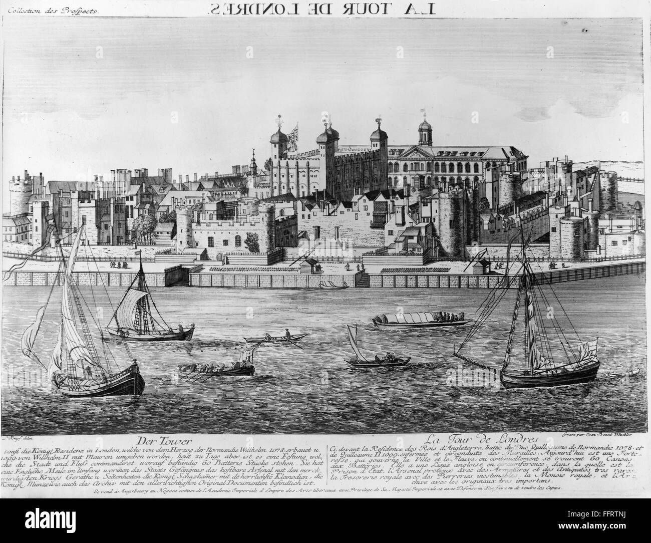 TOWER OF LONDON, 1720s. /nLine engraving, French, early 18th century. Stock Photo