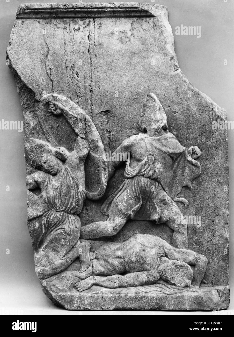 ANCIENT GREECE: BATTLE. /nDetail of marble relief, late 5th century B.C. Stock Photo
