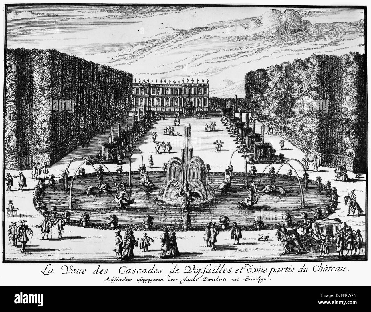 VERSAILLES FOUNTAINS. /nView of fountains and part of the Palace of