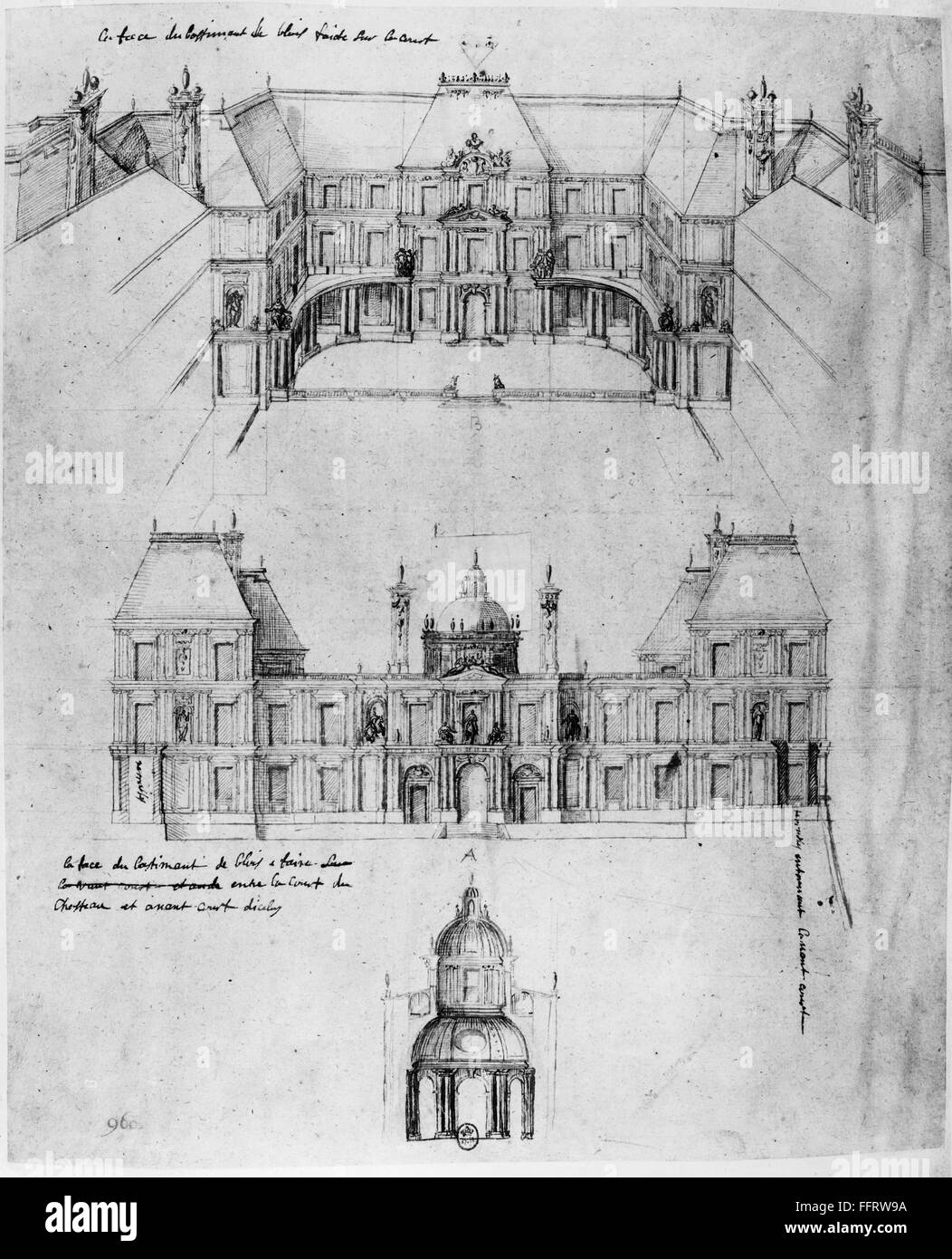 France Chateau De Blois Nfrantois Mansart S Design For The West Wing 1635 1638 Of Chgteau De Blois In The Loire Valley Contemporary Drawing By Robert De Cotte Stock Photo Alamy