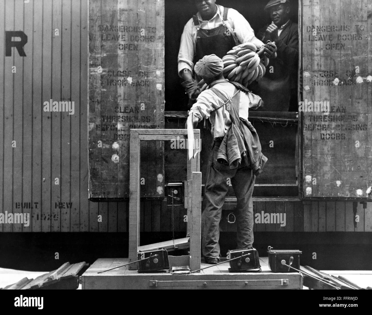 ALABAMA BANANAS, c1937. /nWorkers loading bananas onto a railroad