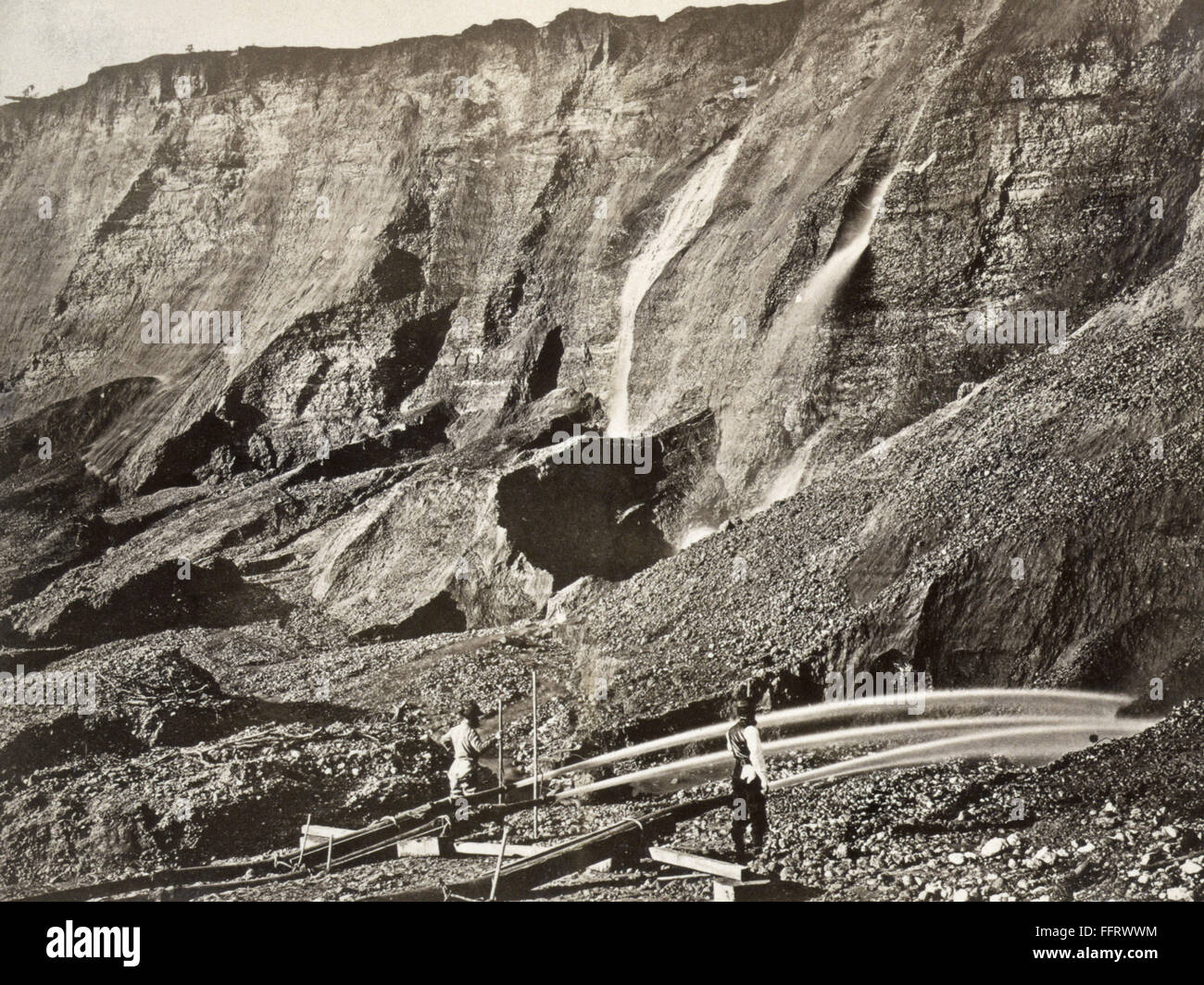 CALIFORNIA GOLD MINING, 1868. /nGold miners using hydraulic equipment