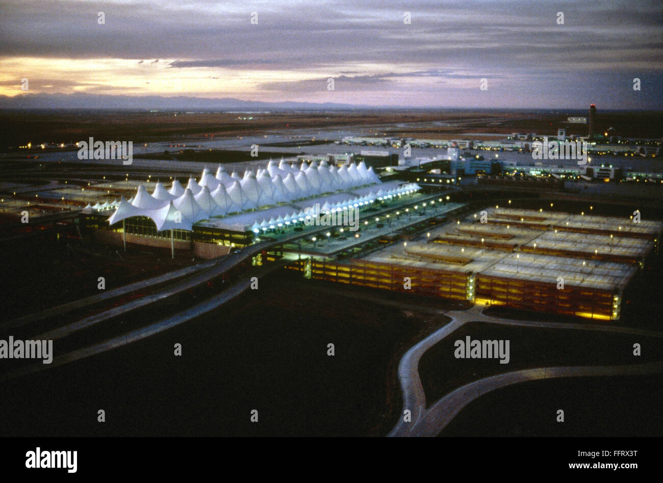 DENVER AIRPORT, c1995. /nAerial view of the Jeppesen Terminal building
