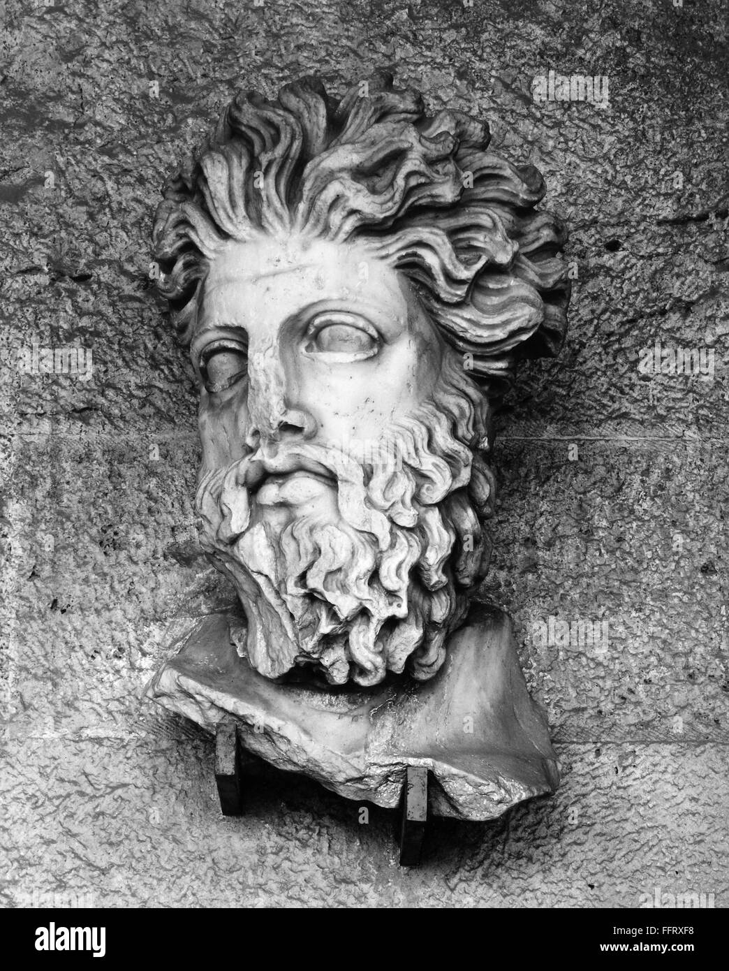HEAD OF ZEUS. /nSculpture head, classical period, from the Agora in Athens, Greece. Stock Photo