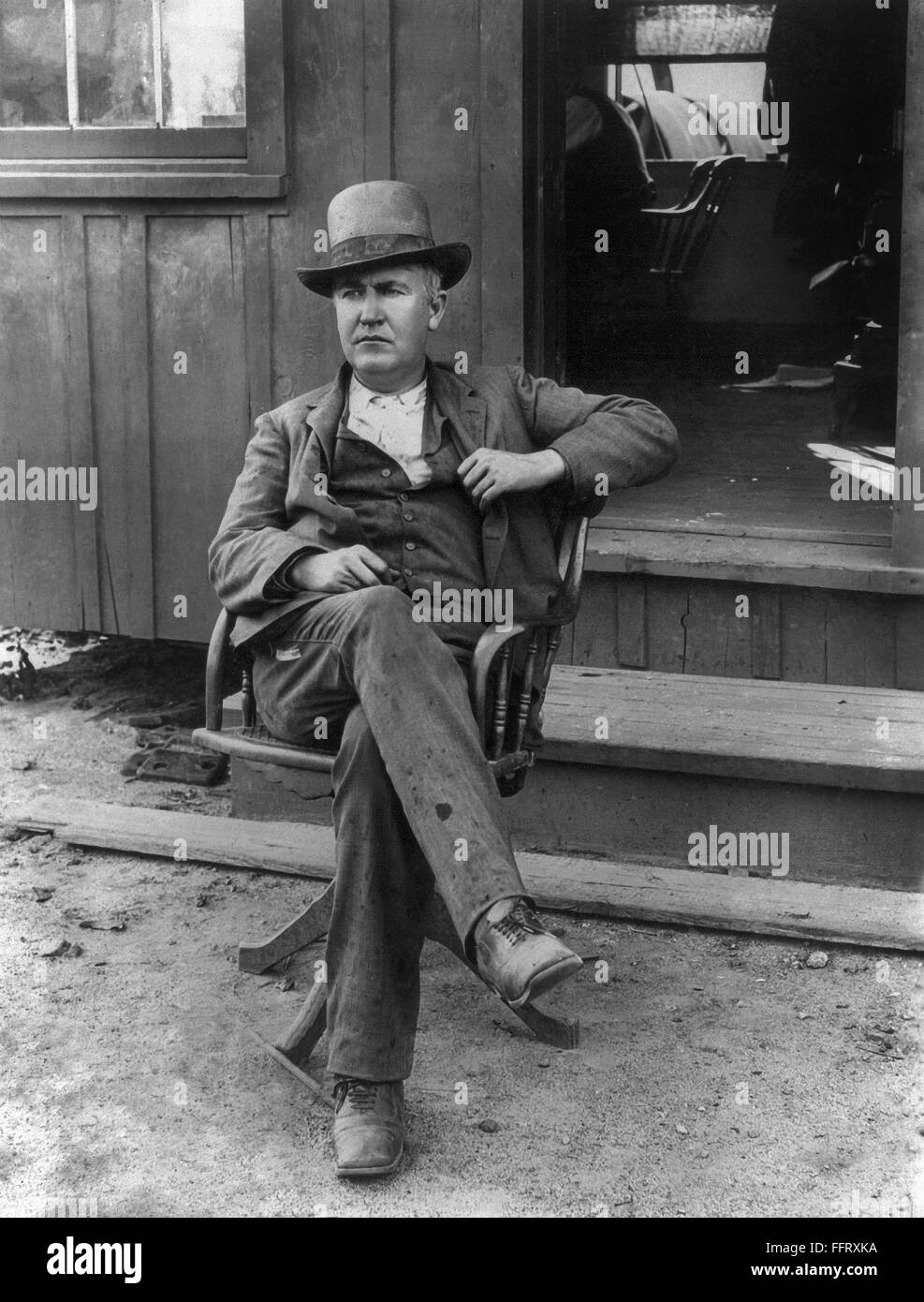 THOMAS EDISON (18471931). /nAmerican inventor. Photographed seated in