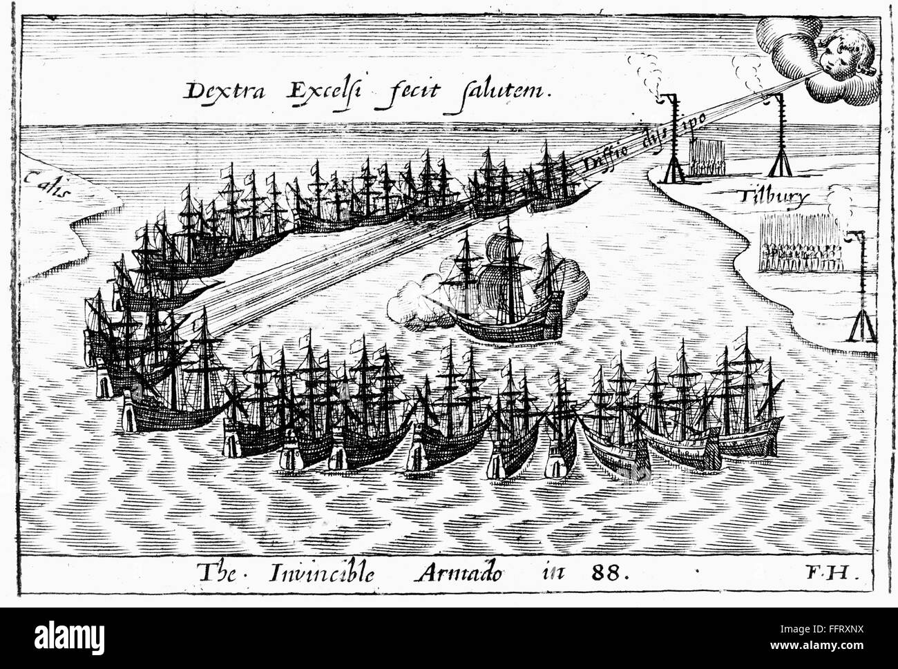 SPANISH ARMADA, 1588. /nThe Armada in a semicircle in the English