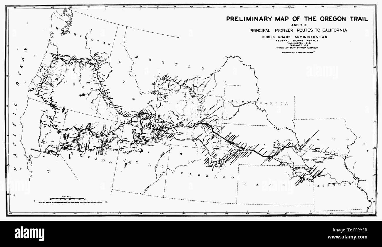 OREGON TRAIL MAP nPreliminary Map Of The Oregon Trail And The