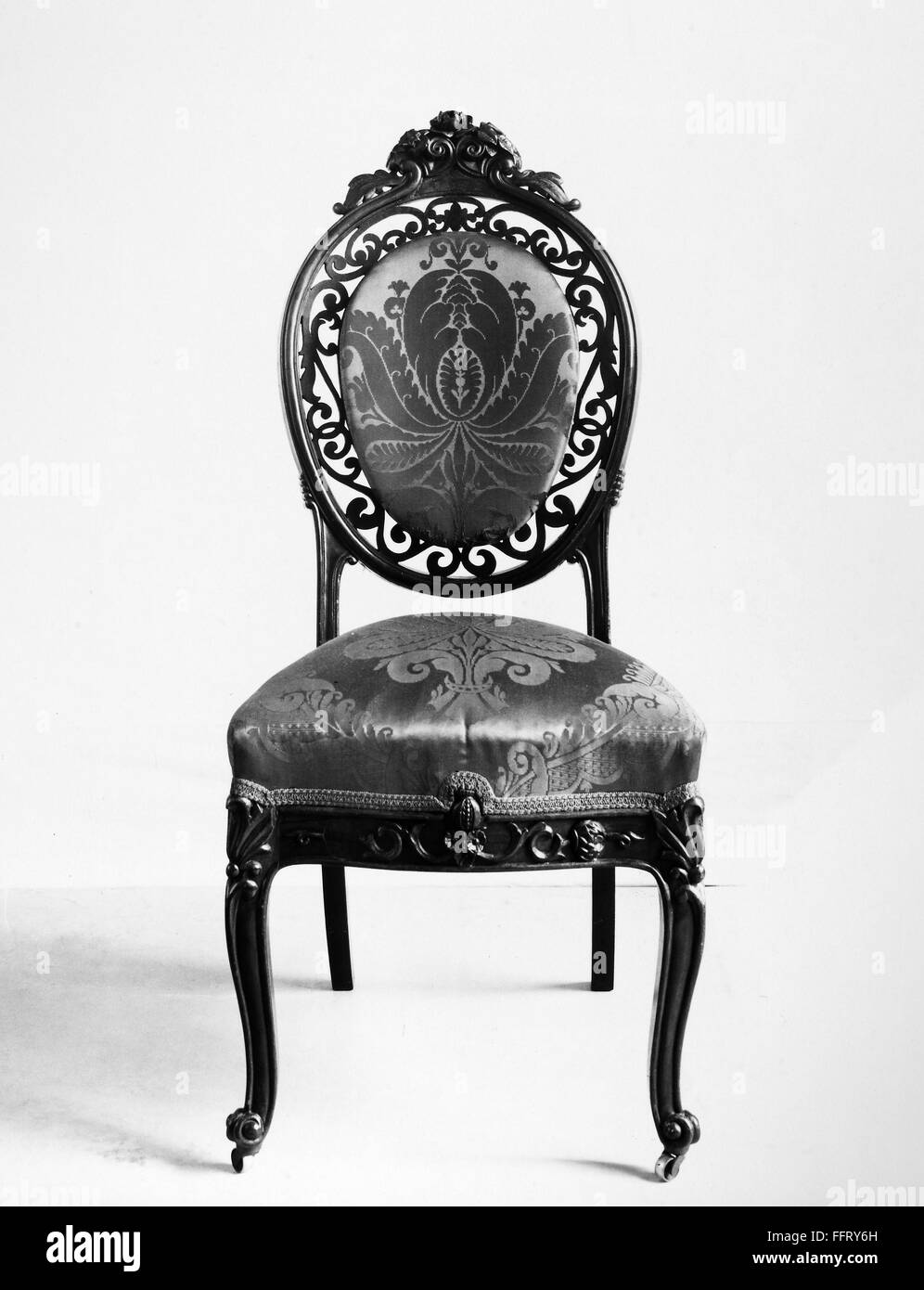 VICTORIAN CHAIR, c1850. /nAmerican Victorian Rococo side chair by John Henry Belter, New York City, c1850. Stock Photo