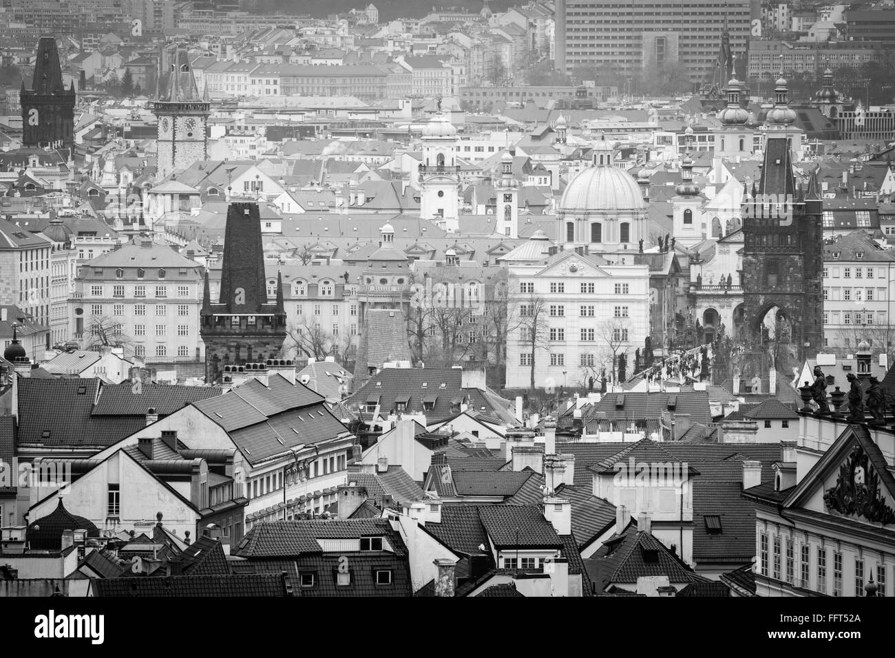 The Hundred spired Prague - The City of a Hundred Spires, if we look around from one of the look-out spots we can literally see Stock Photo