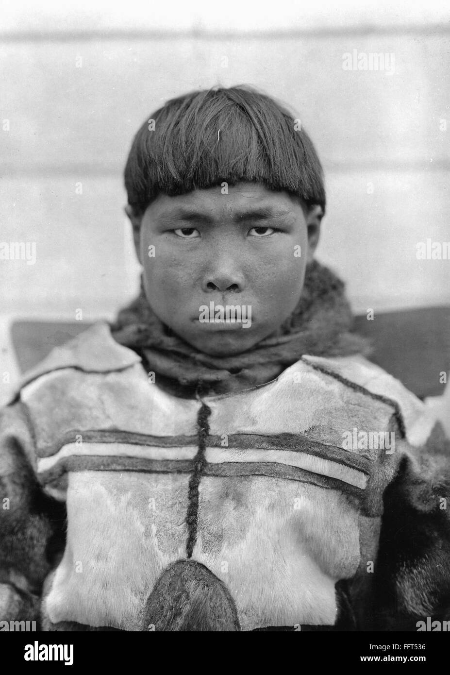 ALASKA ESKIMO BOY. /nA young Eskimo boy in traditional clothing