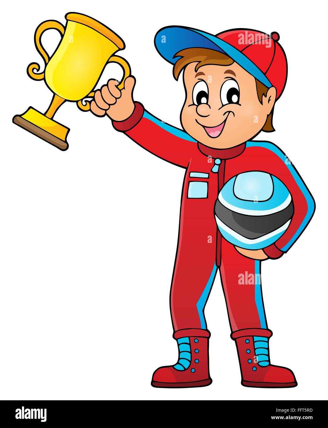 Car racer holding trophy theme image 1 picture illustration Stock