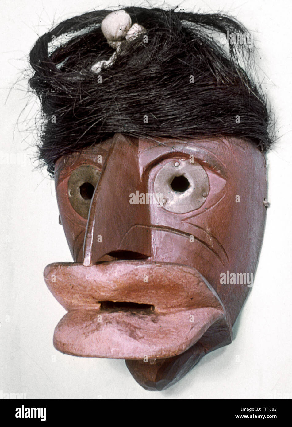 SENECA FALSE FACE MASK. /nCarved wooden False Face 'Speaker Mask,' used
