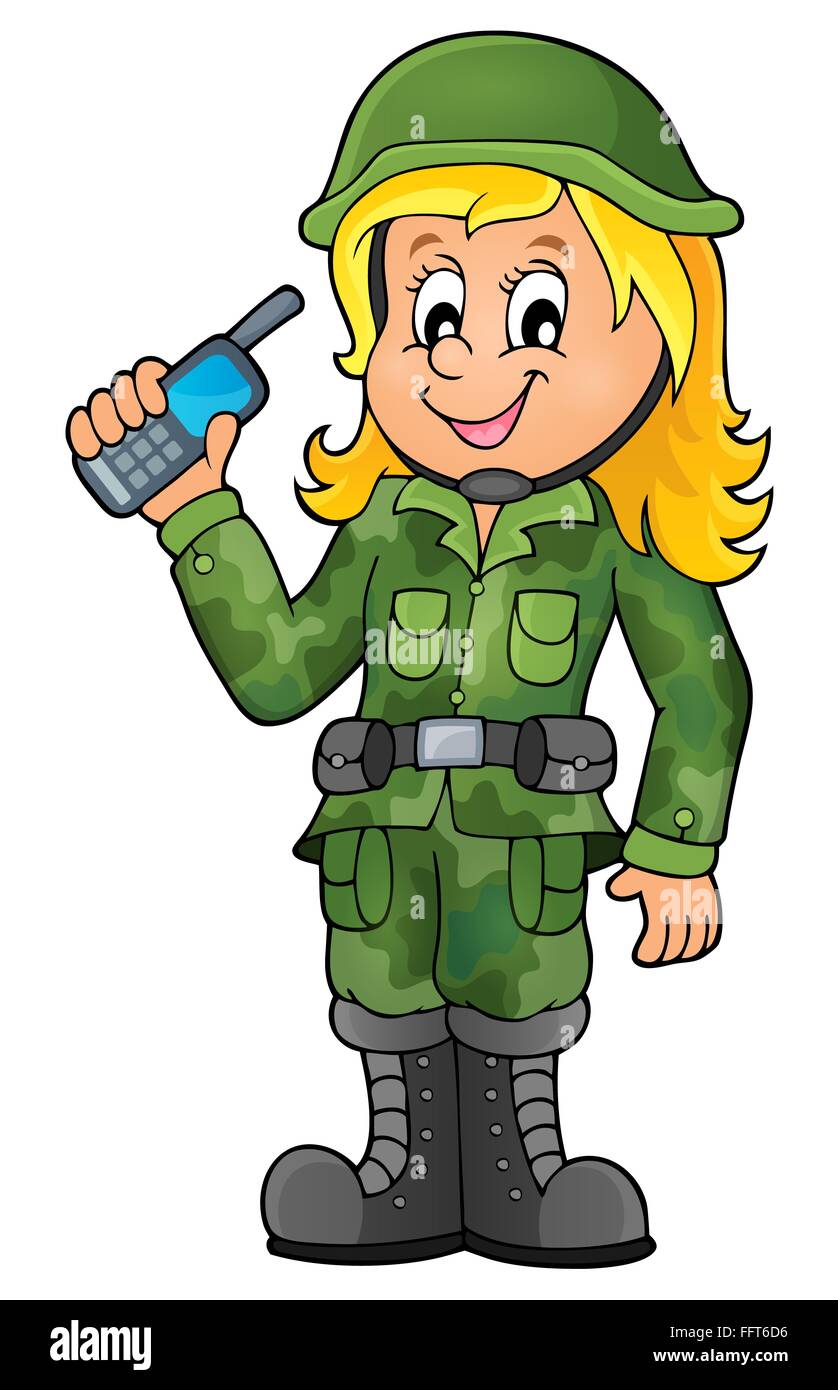 Девушка в военной форме мультяшная