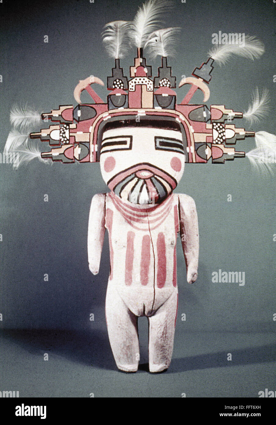 ARIZONA: HOPI KACHINA. /nCarved wooden figure of Shalako Mana (Cloud Maiden), a Hopi spirit or Kachina. Stock Photo