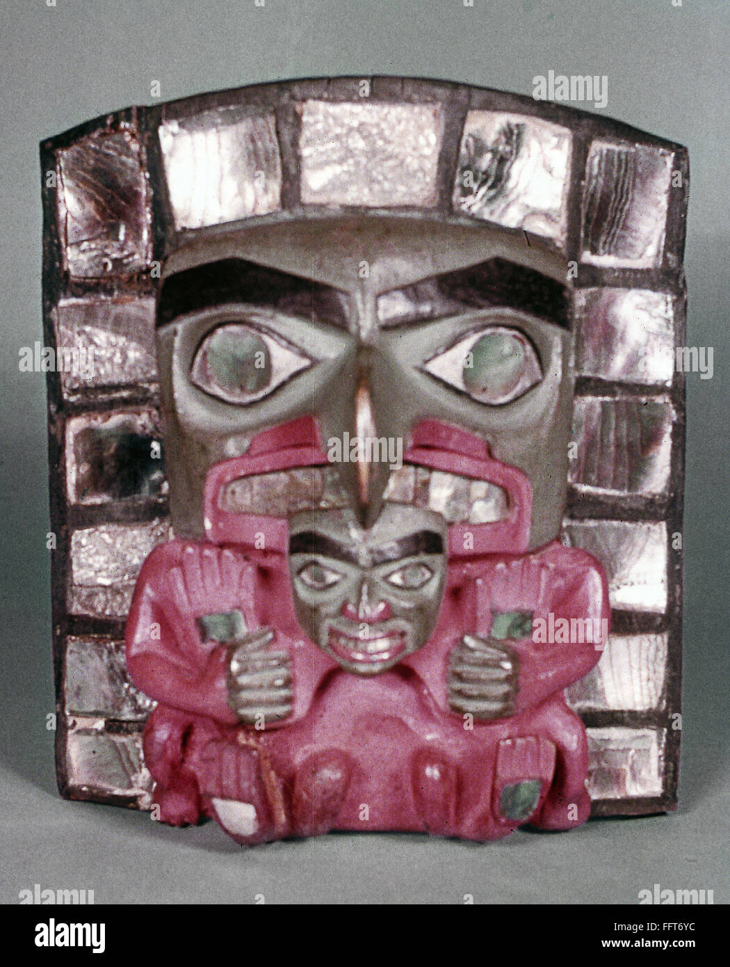 ALASKA: TLINGIT ORNAMENT. /nTlingit carved headdress ornament. Stock Photo