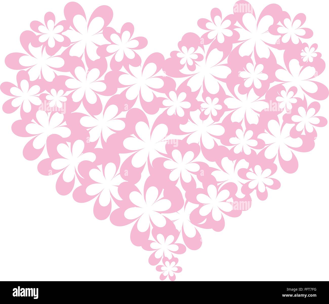 Love Concept, Illustration of Pink Flowers Forming in Heart Shape ...